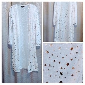 NEW MEDIUM Sheer white gold stars duster cardigan